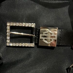 Black Leather Belt with Silver Buckle